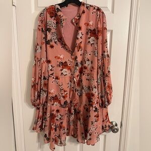 Floral Pink Long Sleeve Dress